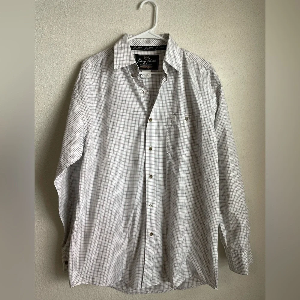 Wrangler George Strait Men's White multicolor Checkered Button Down Shirt size M